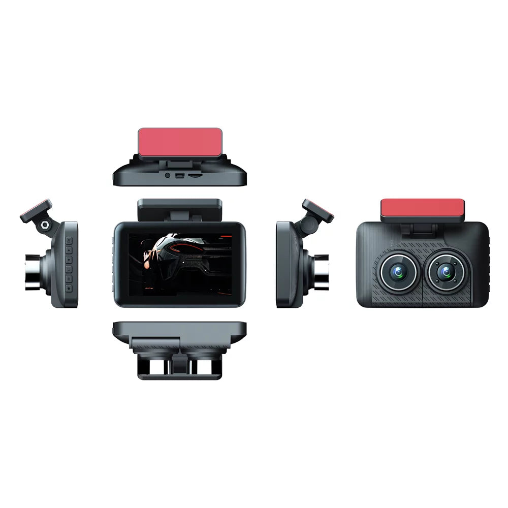 moobody 3 Cameras Dash Cam 4in Clear Car Rearview Mirror Car Video Recording Camcorder Wide Angle Car Camera Recorder Auto Sizeafety Driving Recorder