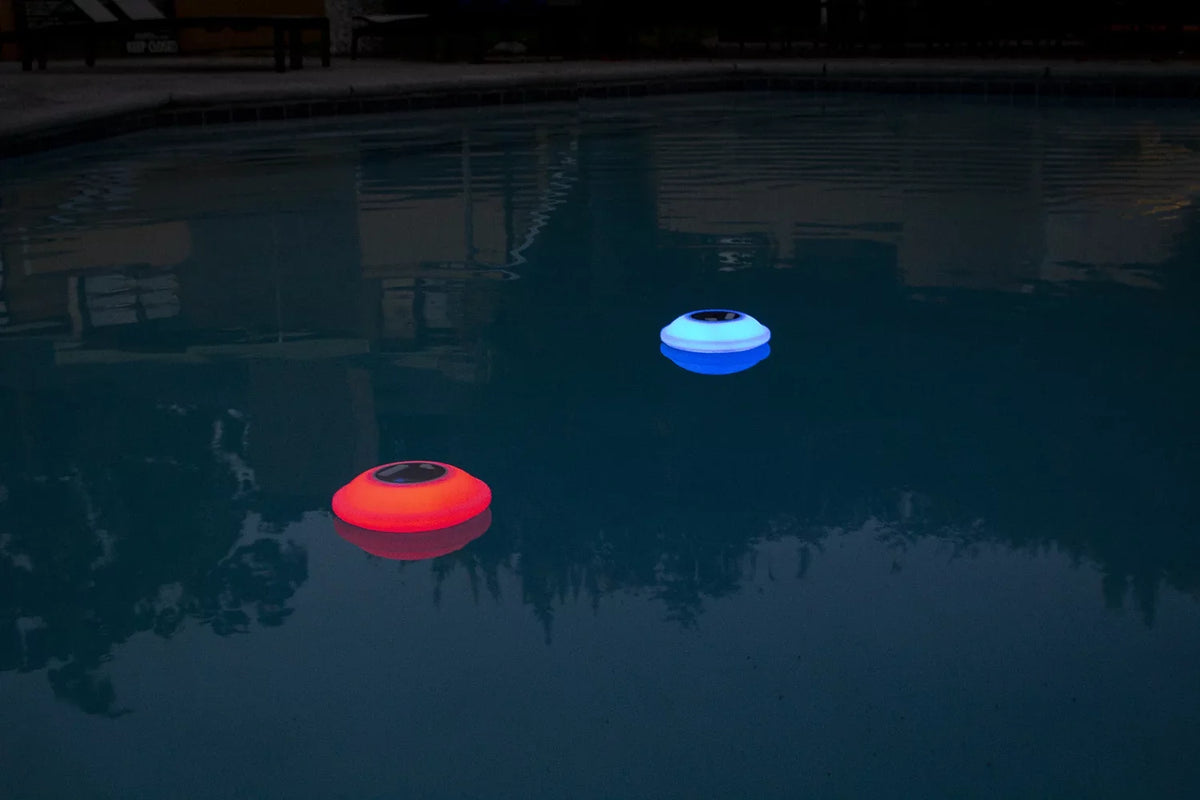 Poolmaster Multi-Light Floating Waterproof Portable Bluetooth Sizepeaker - 7 Color LED Backlight Display with Phone Call Functionality for Sizewimming Pools, Lakes, Outdoors