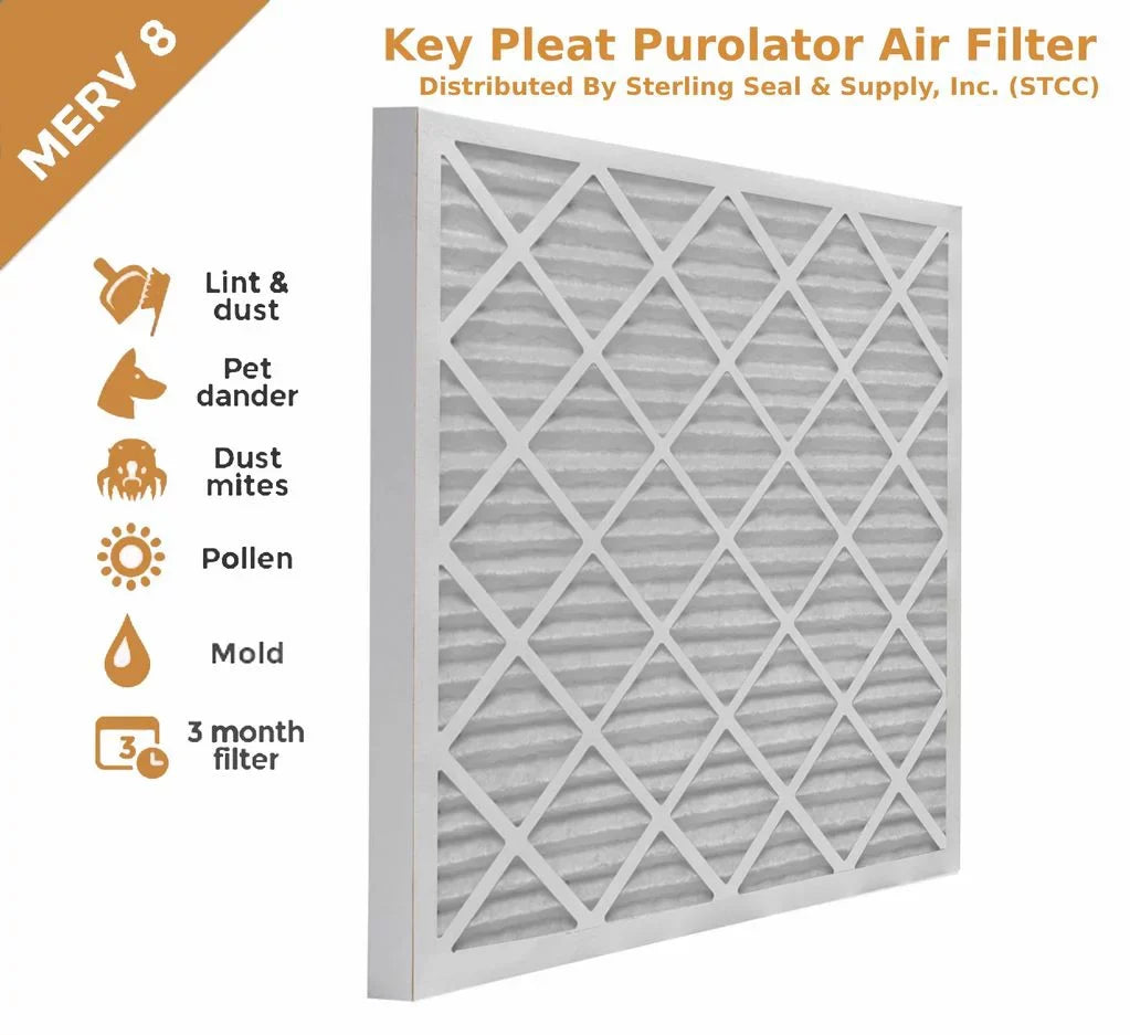 14x25x1 Key Pleat Purolator Air Filter - MERV 8 (6 Pack)