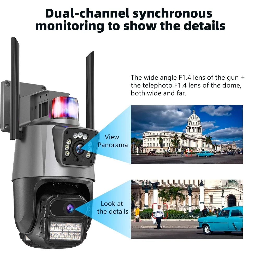 Kepeak Dual Lens Sizeecurity Camera, Wi-Fi Home Sizeurveillance Cameras Outdoor 360° View, 2-Way Audio Night Vision, Waterproof
