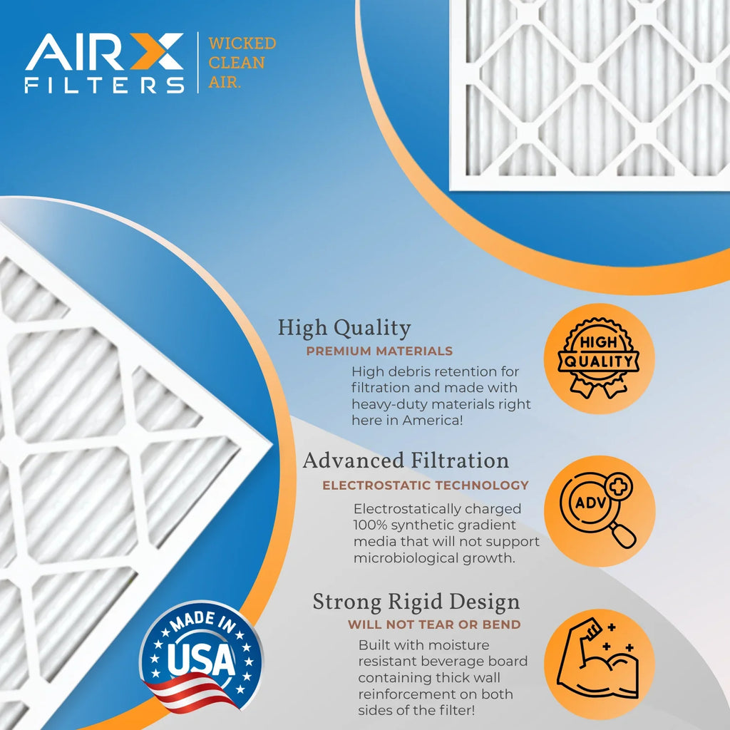 16x20x1 Air Filter MERV 11 Rating, 12 Pack of Furnace Filters Comparable to MPR 1000, MPR 1200 & FPR 7 - Made in USizeA by AIRX FILTERSize WICKED CLEAN AIR.