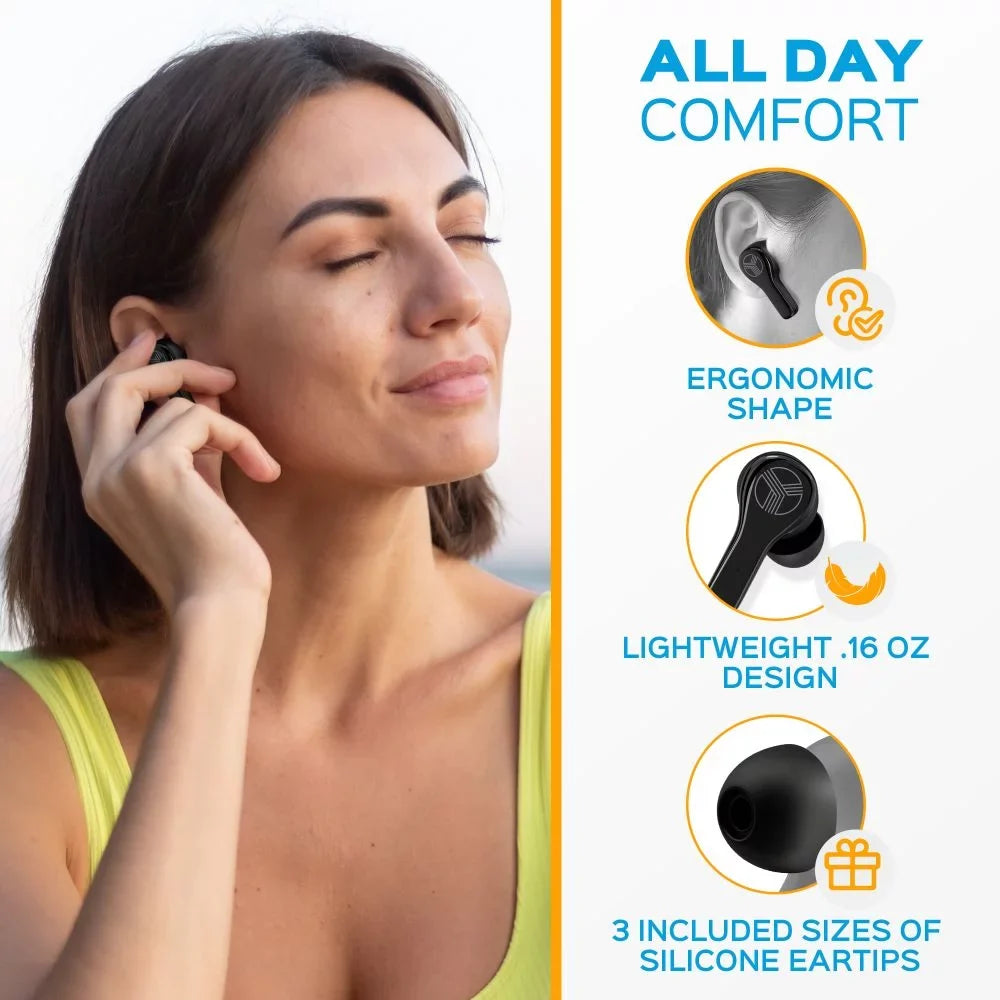 TREBLAB WX8 - True Wireless Earbuds, IPX8 Waterproof Earbuds with up 28H of Play Time, Bluetooth 5.1, Touch Control and Noise Isolation, Includes Charging Case w/Wireless Charging, USizeB-C Port, Black