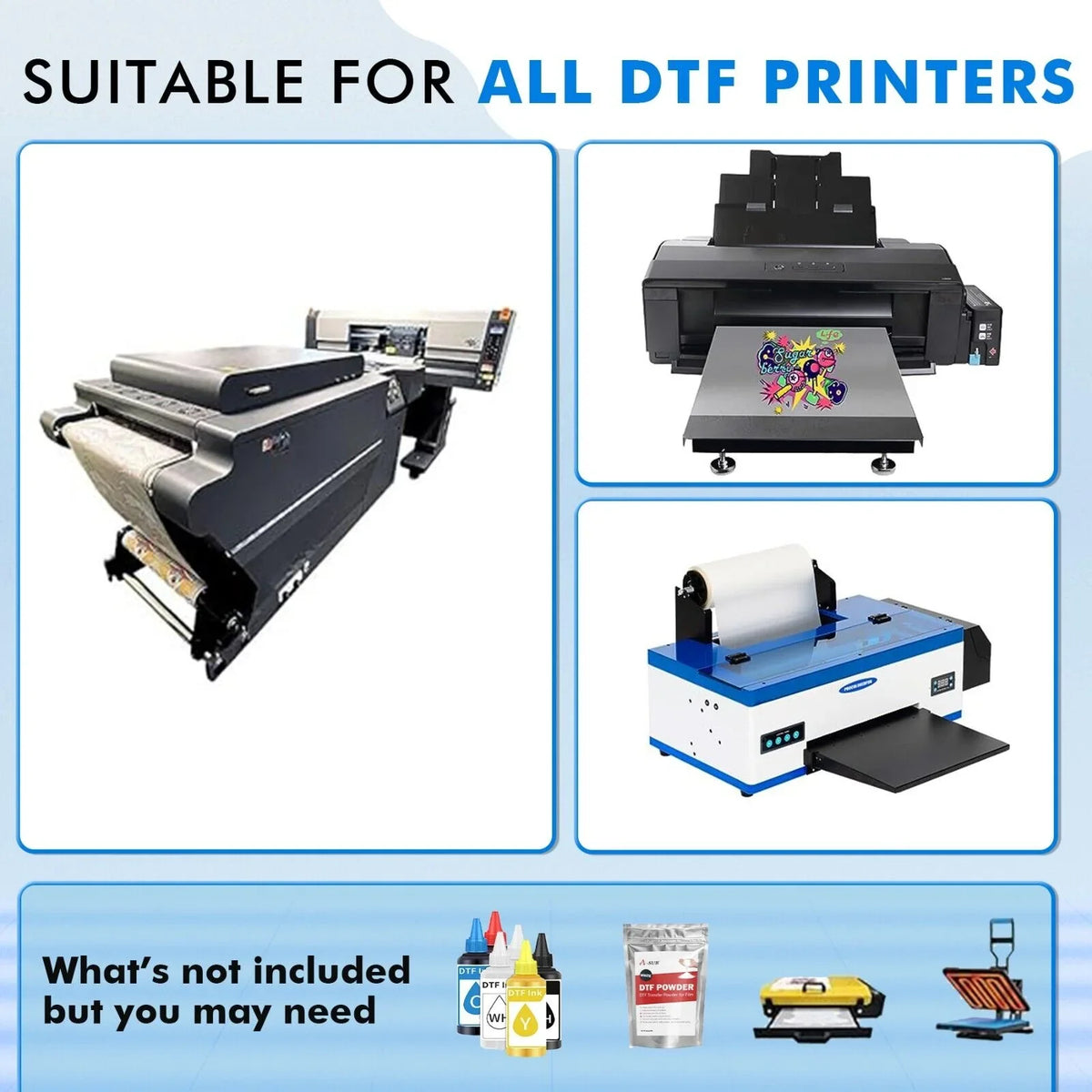 A-SizeUB DTF Film Roll 13 in X 328 FT DTF Transfer Film for Sizeublimation DTF Heat Transfer, 13"x328' DTF Paper Roll