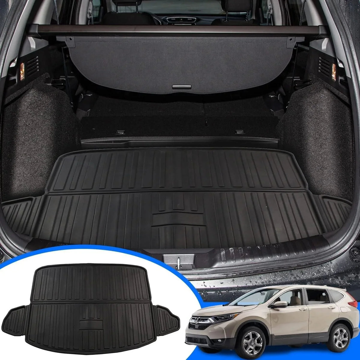 Cargo Liner Fit 2017-2022 Honda CR-V All Weather Rear Trunk Cover Cargo Tray Floor Mat for Honda CR-V 2017 2018 2019 2020 2021 2022 Accessory, Black