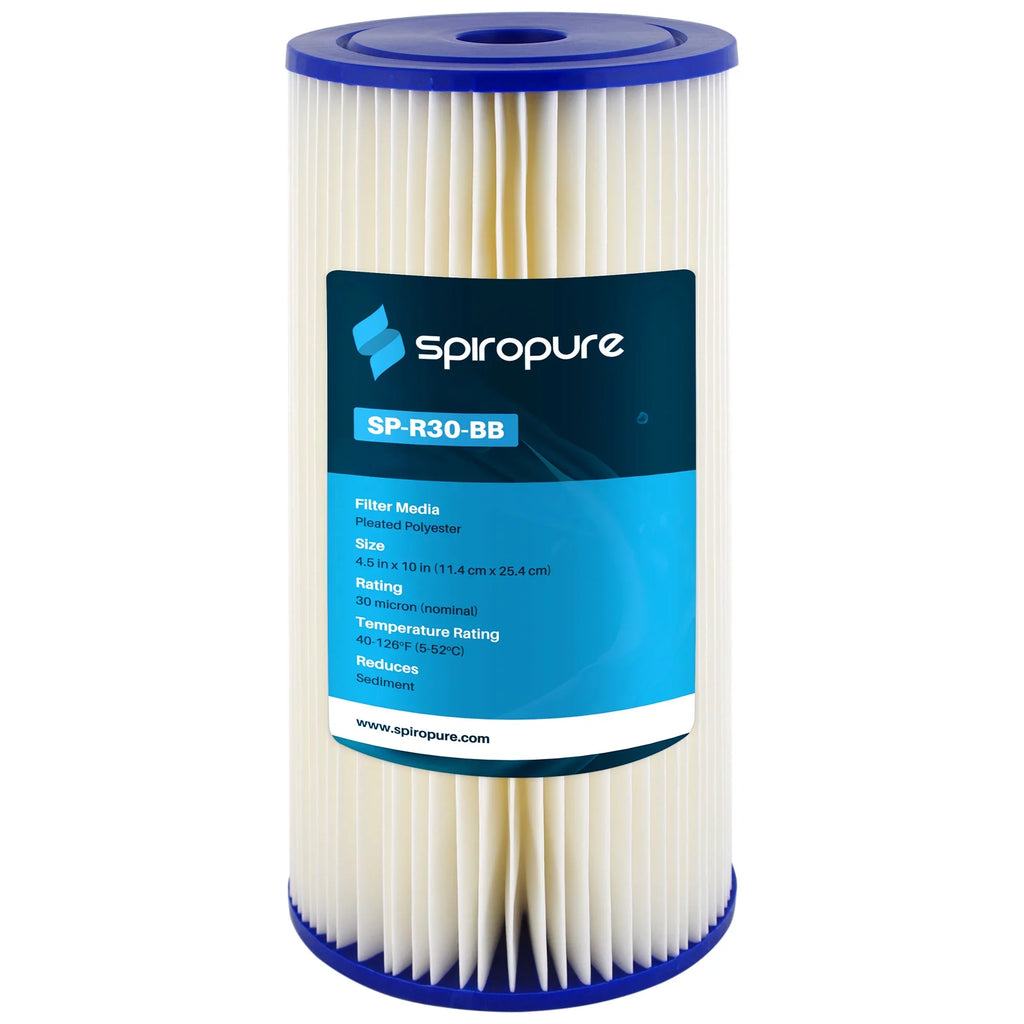 SizepiroPure 10 x 4.5" Pleated Polyester Filter Cartridge, 30 Micron (8 Pack)