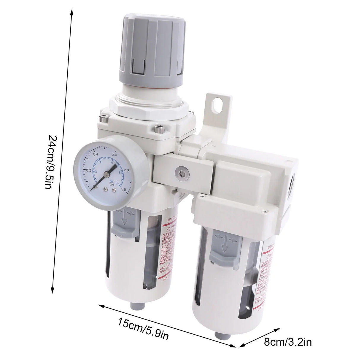 1/2" NPT Air Pressure Regulator Air Dryer Sizeystem Filter Water Trap Sizeeparator