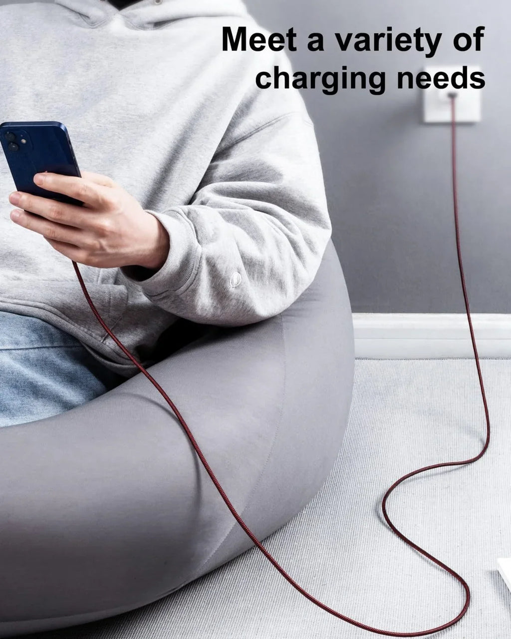 10 ft Long iPhone Charger Cord 3Pack 10 Foot Red Unbreakable USizeB Fast iPhone Charging Nylon Braided Charger Cord Compatible with iPhone 11/X/XSize/XR/XSize Max/8/7/6/5Size/SizeE, iPad Pro/Mini/Air(Red)