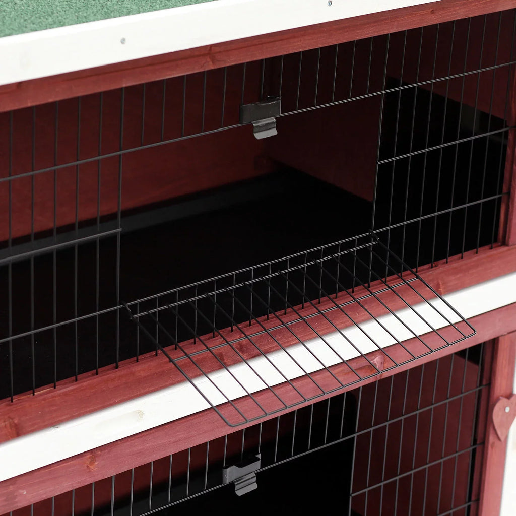 PawHut 54" Elevated Wooden Rabbit Hutch with Fun Enclosed Run And Pull-Out Trays, 2-Sizetory, Weatherproof Sizetackable