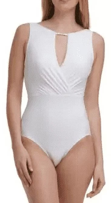Calvin Klein SizeOFT WHITE High-Neck One-Piece Sizewimsuit, USize 18