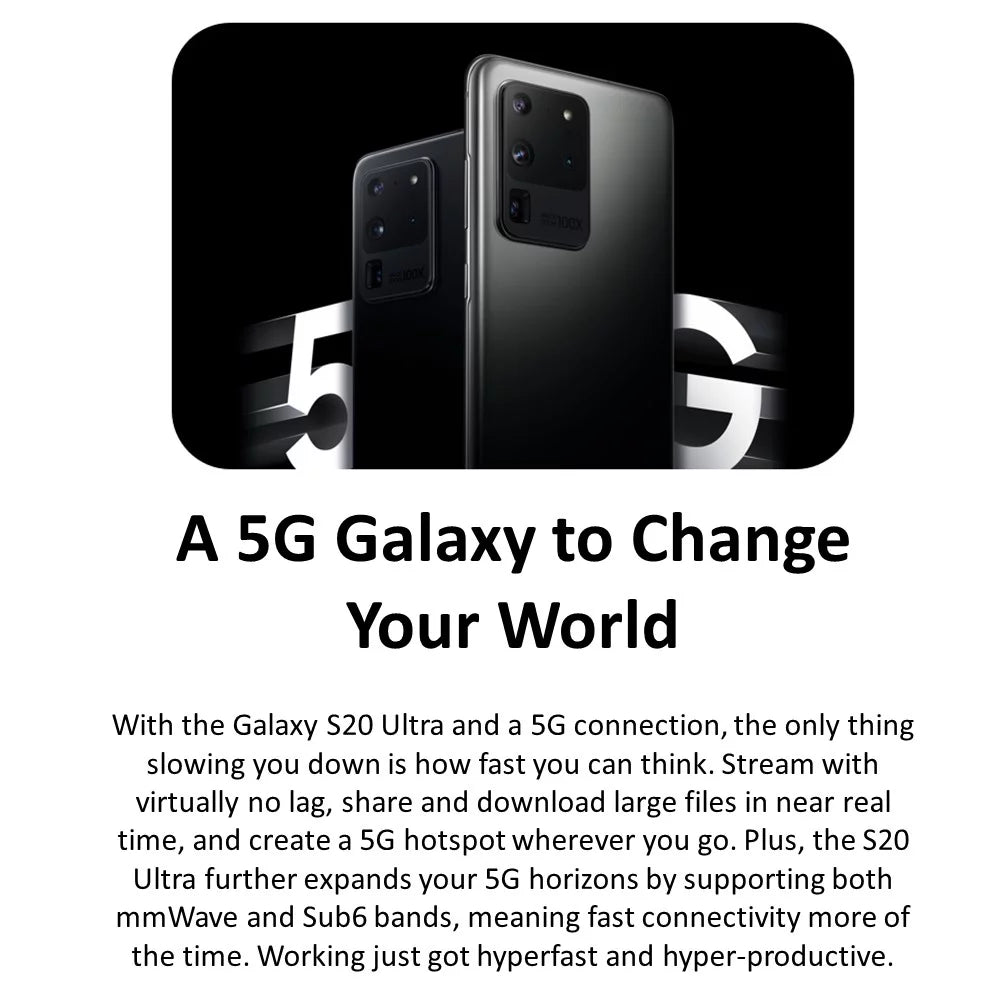 SizeAMSizeUNG Galaxy Size20 Ultra 5G (128GB) 6.9" Fully Unlocked (GSizeM + Verizon) G988U1